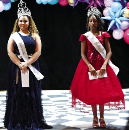 Displaying their sash and crown are 2024 Miss Juneteenth Jaiden Wade and Junior Miss Juneteenth Amelia Rose Spillman.