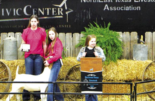 North Hopkins FFA member Laken Callihan and her goat earned the Reserve Champion prize at the 2024 NETLA Junior Market Livestock Show and Sale on Saturday. The students who participated earned more than $540,000, but the final total will be available later this week.