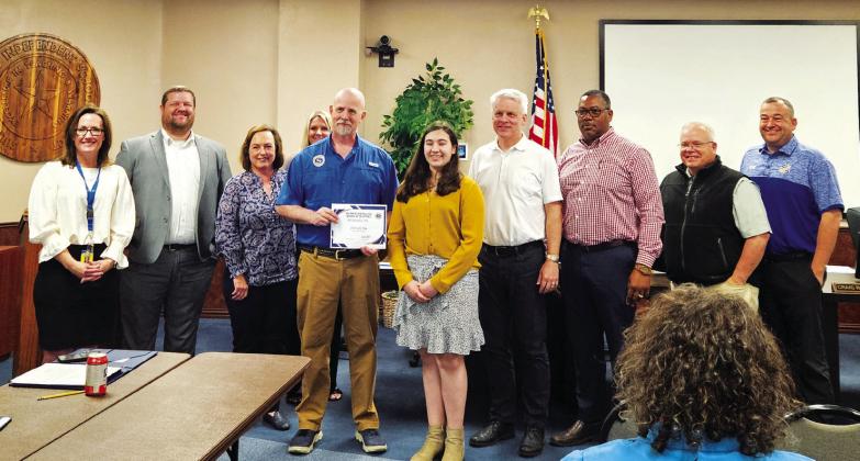 Dr. Phillip Dick, one of the two SSHS UIL film sponsors, introduced freshman Haley Hopkins, who won third place in digital animation at the state UIL film festival in late February with her film “The Perfect Dream,” about a student who is under pressure from parents and dealing with test anxiety.